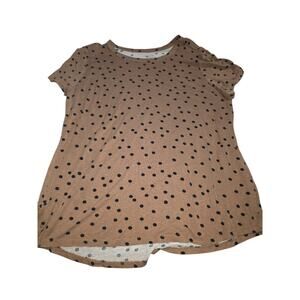 Maurices 24/7 Gold & Black Polka Dot Crewneck Short Sleeve Top Sz L